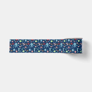 Ruban Gros-grain Motif mignon de vie marine de l'océan