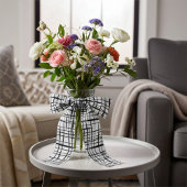 Ruban Gros-grain Motif moderne en maille grise noire et blanche