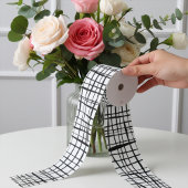 Ruban Gros-grain Motif moderne en maille grise noire et blanche