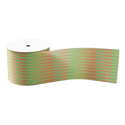 Ruban Gros-grain Motif orange vert rayé (Bobine)