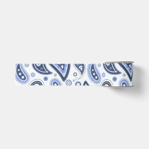 Ruban Gros-grain Motif Paisley Bleu