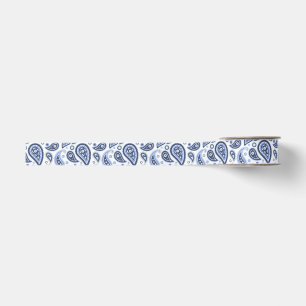 Ruban Gros-grain Motif Paisley Bleu