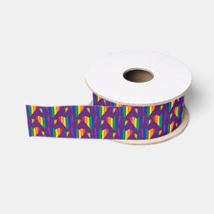 Ruban Gros-grain Motif Rainbow Hearts