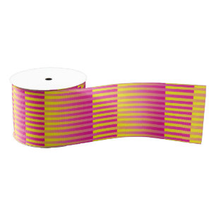 Ruban Gros-grain Motif rayé rose jaune orange