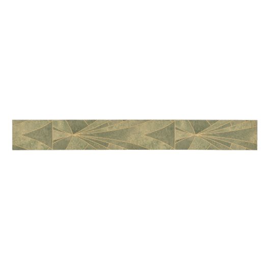 Ruban Gros-grain Motif Sage Green et Gold Art Déco (Devant)