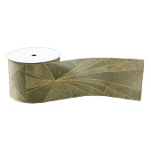 Ruban Gros-grain Motif Sage Green et Gold Art Déco (Bobine)