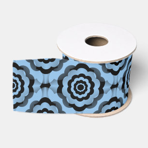 Ruban Gros-grain Motif sans couture de fleurs bleu noir