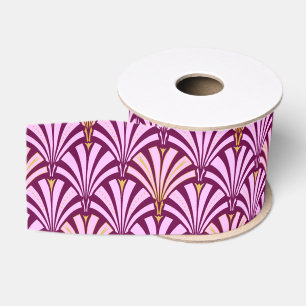 Ruban Gros-grain Motif ventilateur Art déco - orchidée et violet