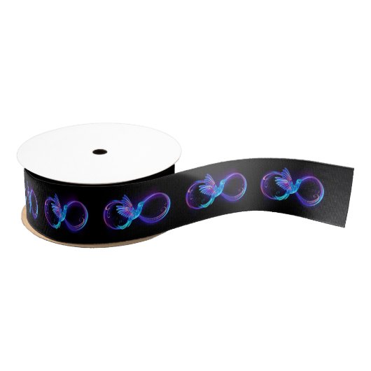 Ruban Gros-grain Neon Infinity Symbol with Glowing Hummingbird (Bobine)