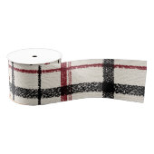 Ruban Gros-grain Neutral tartan white black and red (Bobine)
