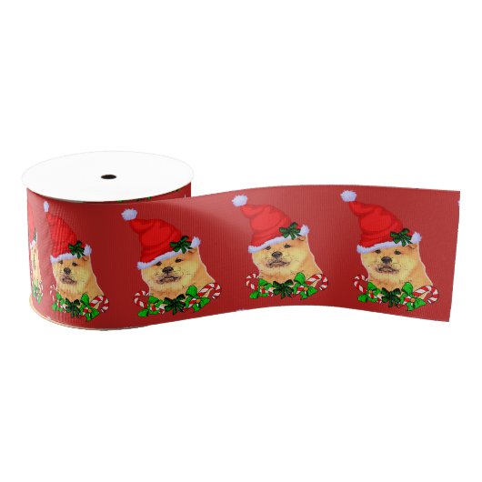 Ruban Gros-grain Noël à Chow Chow (Bobine)