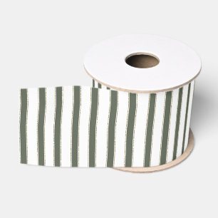 Ruban Gros-grain Noël bandes blanches vert olive