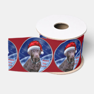 Ruban Gros-grain Noël de labrador retriever de chocolat