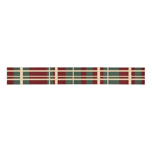 Ruban Gros-grain Noël Plaid Rouge Vert ivoire (Devant)