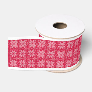 Ruban Gros-grain Noël, Scandinave, rouge, blanc, flocons de neige
