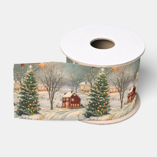 Ruban Gros-grain Noël Vintage Rustique Fêtes (Bobine)