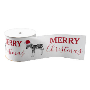 Ruban Gros-grain Noël Zebra Funny Animal avec Santa Hat