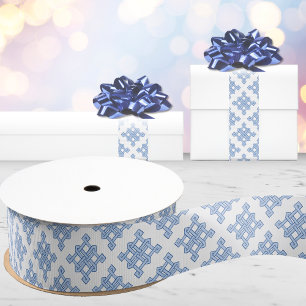 Ruban Gros-grain Nœud sans fin diamanté teinte en porcelaine bleue