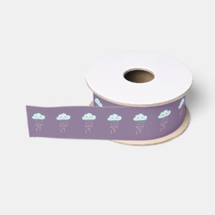 Ruban Gros-grain Nuage de pluie bleu heureux pleuvant les coeurs