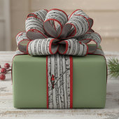 Ruban Gros-grain Oiseaux rouges et verts et oiseaux cardinaux rouge