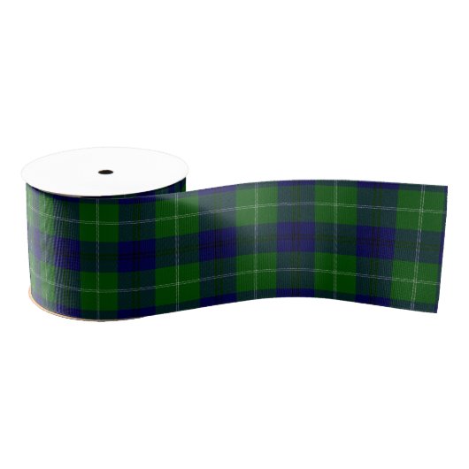Ruban Gros-grain Oliphant tartan bleu vert plaid (Bobine)