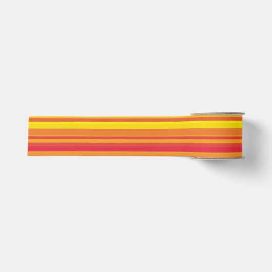Ruban Gros-grain Orange rouge jaune rayures (Devant)