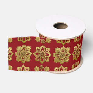 Ruban Gros-grain Ornements de Noël rouge et or