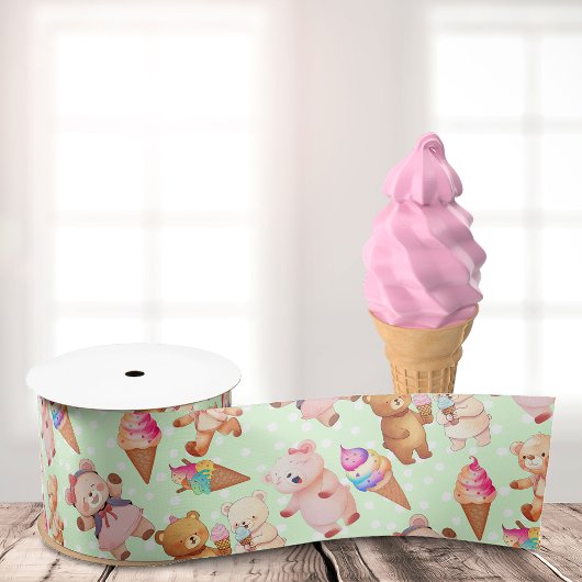 Ruban Gros-grain Ours Avec Crème Glacée