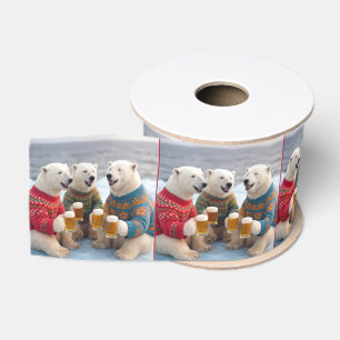 Ruban Gros-grain Ours polaires festifs portant des pulls moches de