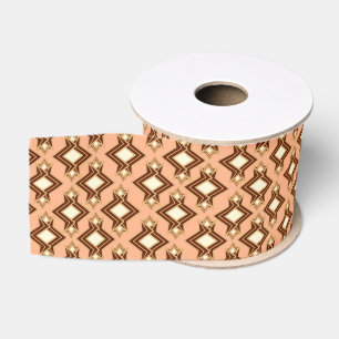 Ruban Gros-grain Papier peint Art Déco, corail et marron