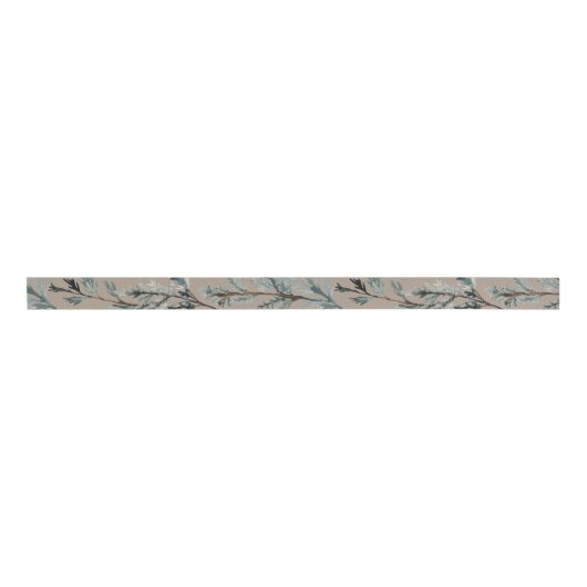 Ruban Gros-grain Papier Rustique Kraft Argent Bleu Juniper Branche  (Devant)