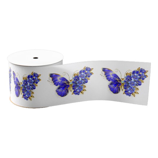 Ruban Gros-grain Papillon Saphir Fleur (Bobine)
