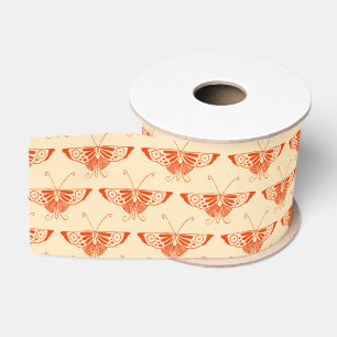 Ruban Gros-grain Papillon stylisé Art Déco - orange mandarine
