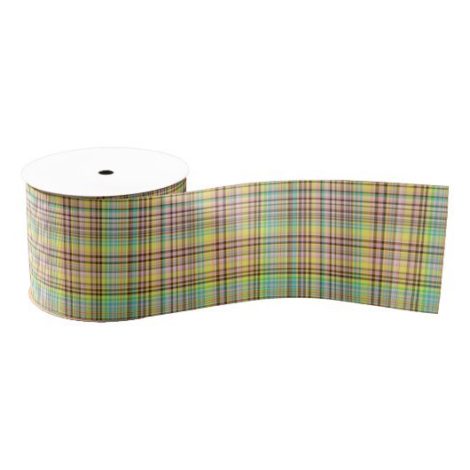Ruban Gros-grain Pastels Chocolat Plaid 2 GROSGRAIN RIBBON SPOOLS (Bobine)
