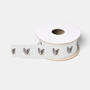 Ruban Gros-grain Peinture de Bouledogue Français (Bringé Pied) - Ar