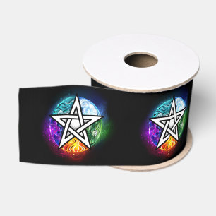 Ruban Gros-grain pentagramme wiccan
