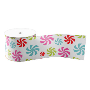 Ruban Gros-grain Peppermint Motif - Conception de bonbons colorés