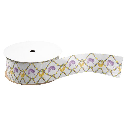 Ruban Gros-grain Perles de Mardi Gras aquarelle