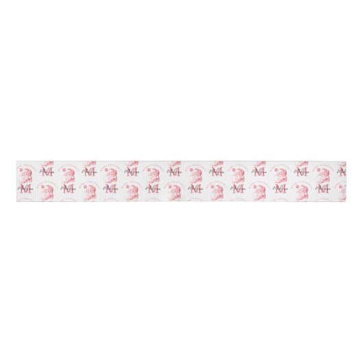 Ruban Gros-grain Personalized Merry Christmas Pink Santa Monogram (Devant)