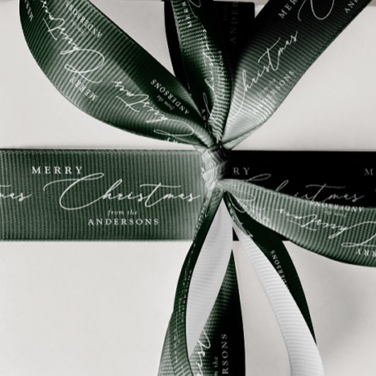 Ruban Gros-grain Personalized Name Merry Christmas Elegant Script