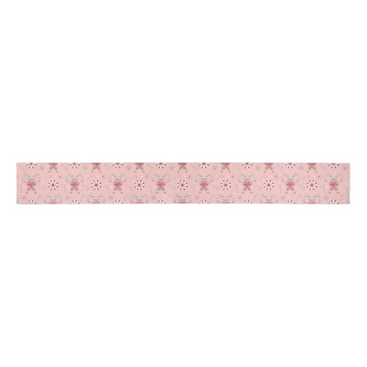 Ruban Gros-grain Pink Coquette Candy Cane Pattern Holiday (Devant)