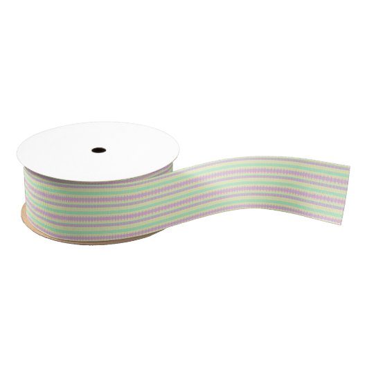 Ruban Gros-grain Pink Jellow Seafoam Pastel Stripe Grosgrain Ribbon (Bobine)