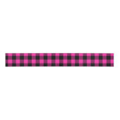 Ruban Gros-grain Plaid Rose chaud rose et noir (Devant)