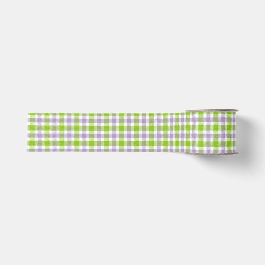 Ruban Gros-grain Plaid violet et vert (Devant)