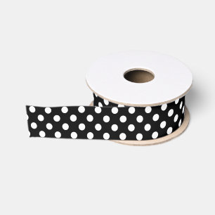 Ruban Gros-grain Points blancs sur fond noir