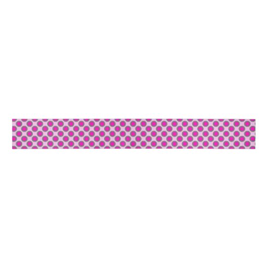 Ruban Gros-grain Points cerclés rétro, Fuchsia, Grey et rose (Devant)