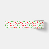 Ruban Gros-grain Points de Noël Verts Rouges Fond Blanc (Devant)