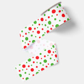 Ruban Gros-grain Points de Noël Verts Rouges Fond Blanc (Dos)