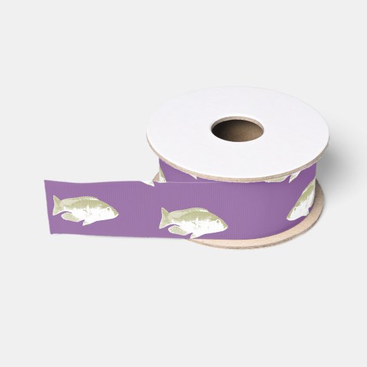 Ruban Gros-grain Poisson sur violet (Bobine)