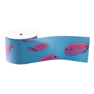 Ruban Gros-grain Poissons roses Ruban, Poisson tropical